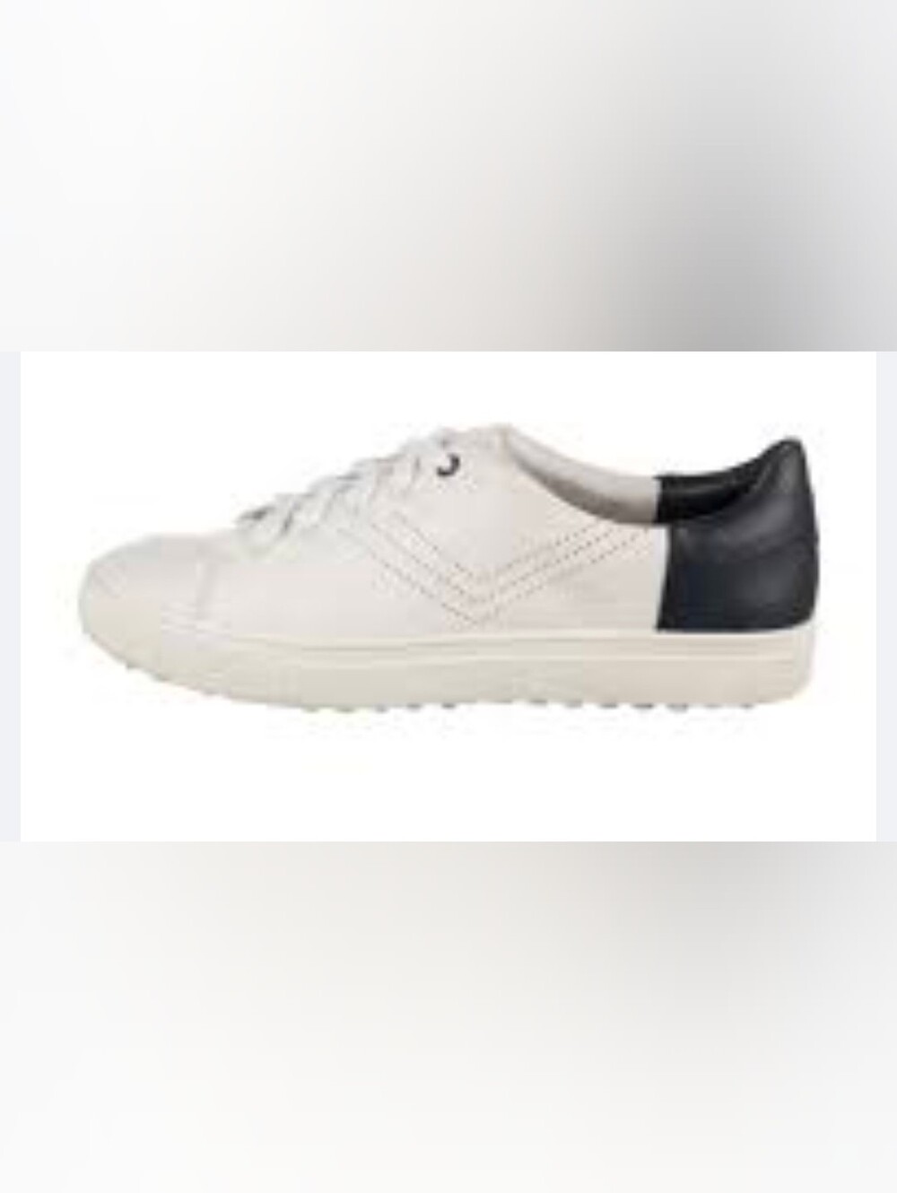 Tory Sport Perforated Lace-Up Leather Golf Sneakers White Navy Size 9